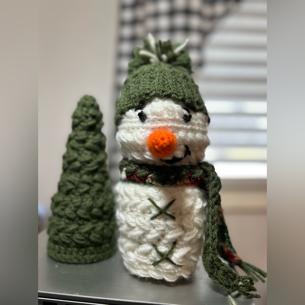 crocheted Snowman ,tree Merry Christmas